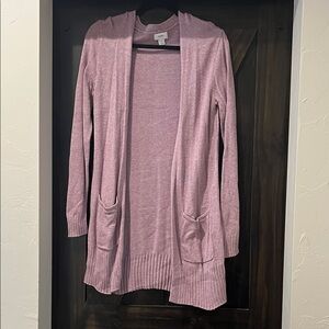 Lilac Open-Front Cardigan
